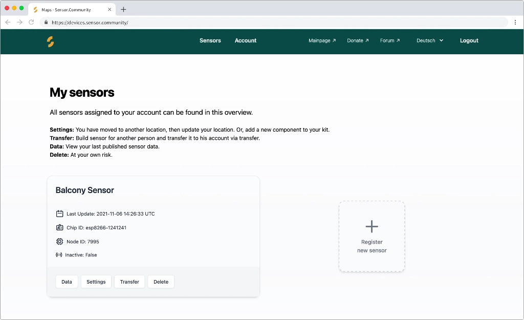 Website Sensor Community